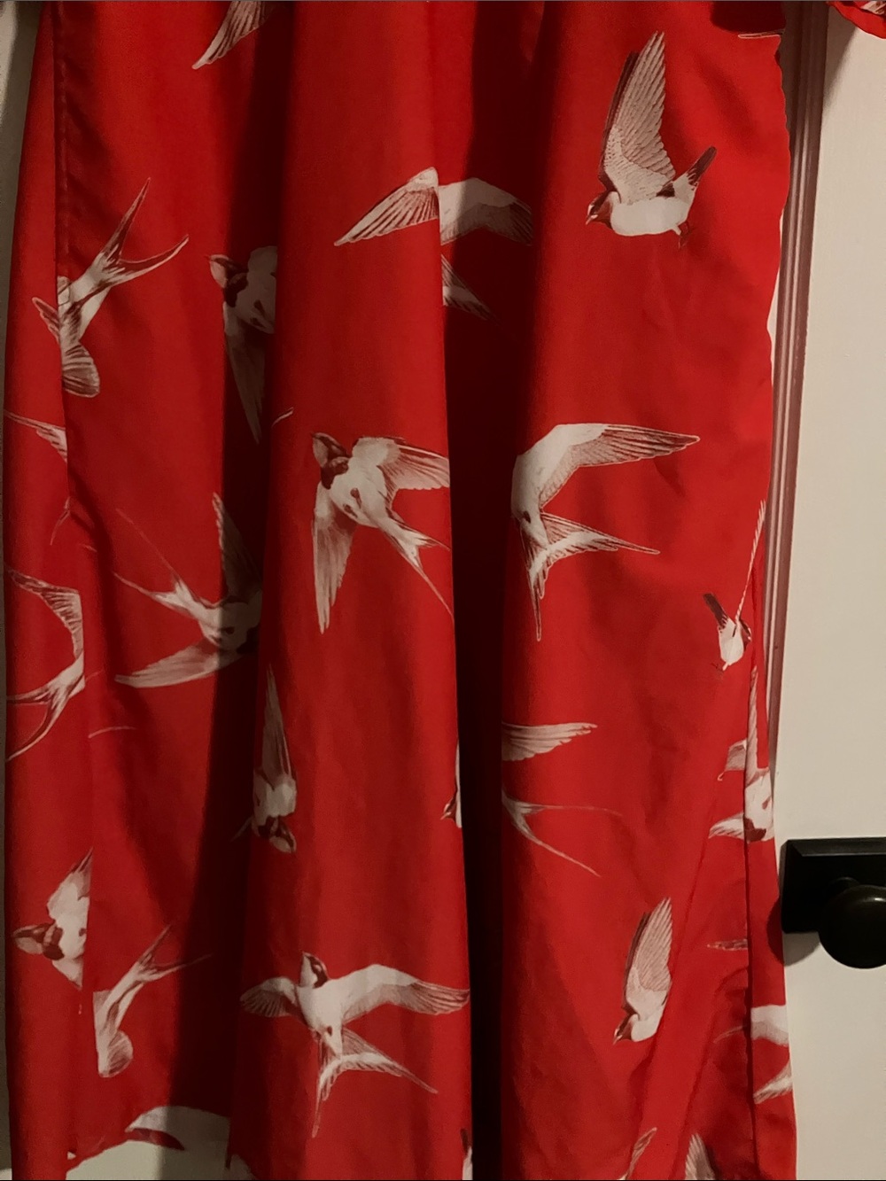eshakti Red Bird-Print V-Neck Midi Dress - Picture 2 of 8